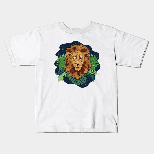 Cosmic Leo Kids T-Shirt by KMogenArt